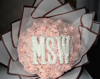 Faux Flower Bouquet with Baby Breath Letters