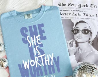 She Is Worthy Proverbs 31 Shirt, Comfort Colors Christian Tee