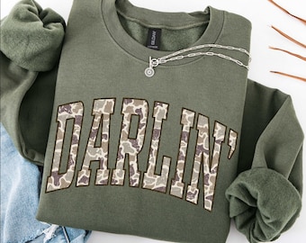Camo Darlin' Sweatshirt, Southern Country Girl Crewneck
