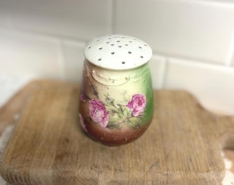 Antique Rose Hat Pin Holder | Victorian Porcelain Vanity Trinket Display