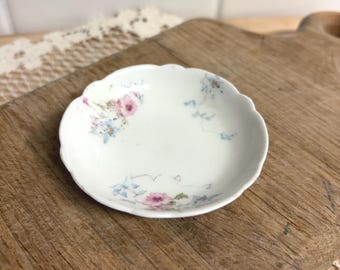 Antique Limoges Butter Pat Dish | Floral Porcelain Trinket Dish, French Cottagecore Decor