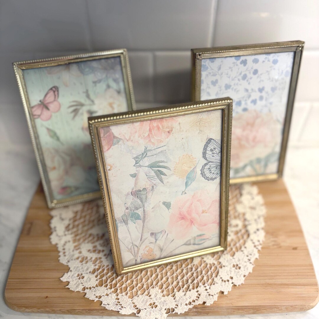 Vintage Gold Tone Picture Frames Set of 3, Mixed Ornate Metal Frames ...