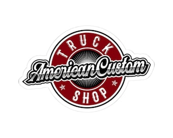 Amerikanischer Custom Truck Shop Kiss-Cut Aufkleber | Runder Retro Logo Aufkleber