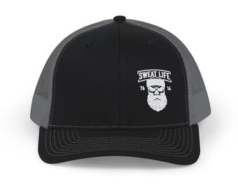 Sweat Life Beard Logo Snapback Kappe | Fernlastfahrer-Mesh-Hut