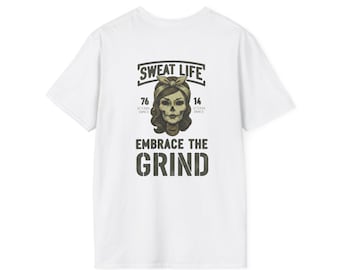 Embrace The Grind Schädel Rosie Design T-Shirt | Sweat Life Brustlogo