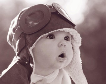 Baby Pilot Aviator Outfit With Leather Hat Goggles Scarf Diaper Cover First Birthday Flying Themed Party Baby Photo Outfit