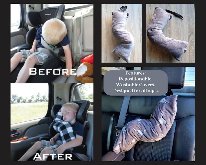 Adjustable Car Seat Travel Pillow Headrest for All Ages Road Etsy