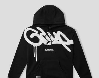 Sudadera Gdup negra con logo blanco