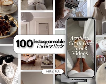 100 Clean Girl Stock Videos | MRR/PLR License (Canva Editable)