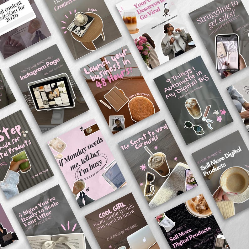 Pink Instagram Carousel Templates | Canva Social Media Kit (MRR PLR) - Etsy