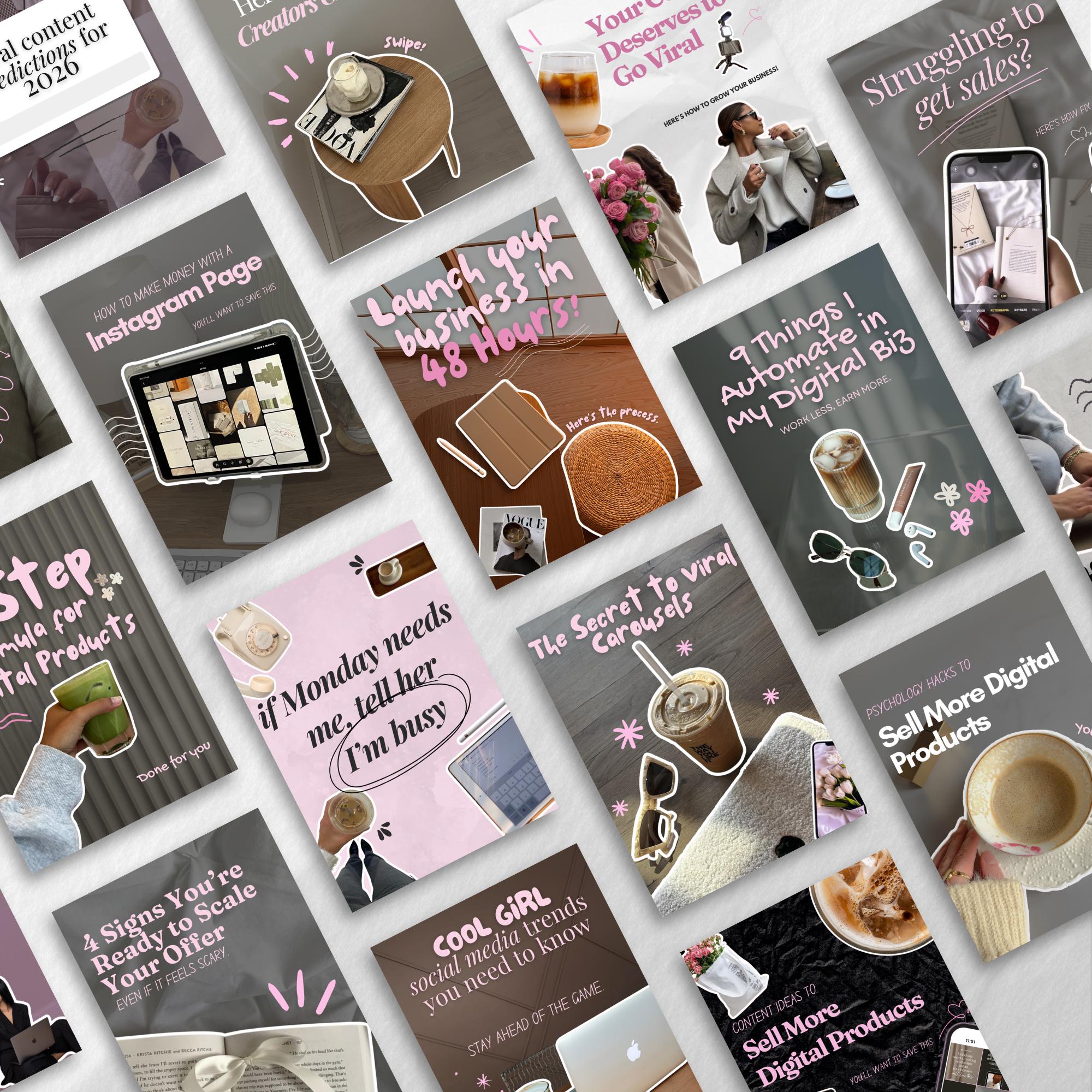 Pink Instagram Carousel Templates | Canva Social Media Kit (MRR PLR) - Etsy