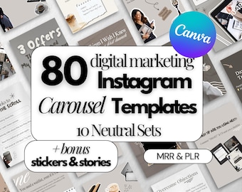 Neutralne szablony karuzeli na Instagramie – Canva Editable, MRR PLR