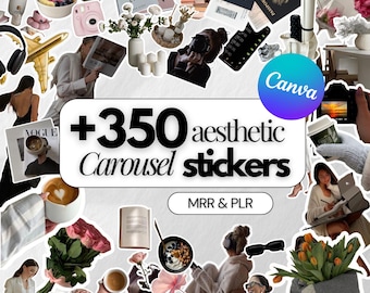 350 Instagram Carousel Digital Stickers | Canva Social Media Template Stickers | PLR MRR Resell Rights