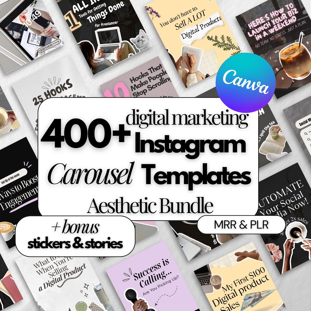 400+ Instagram Carousel Templates Bundle | Canva Digital Marketing Kit ...