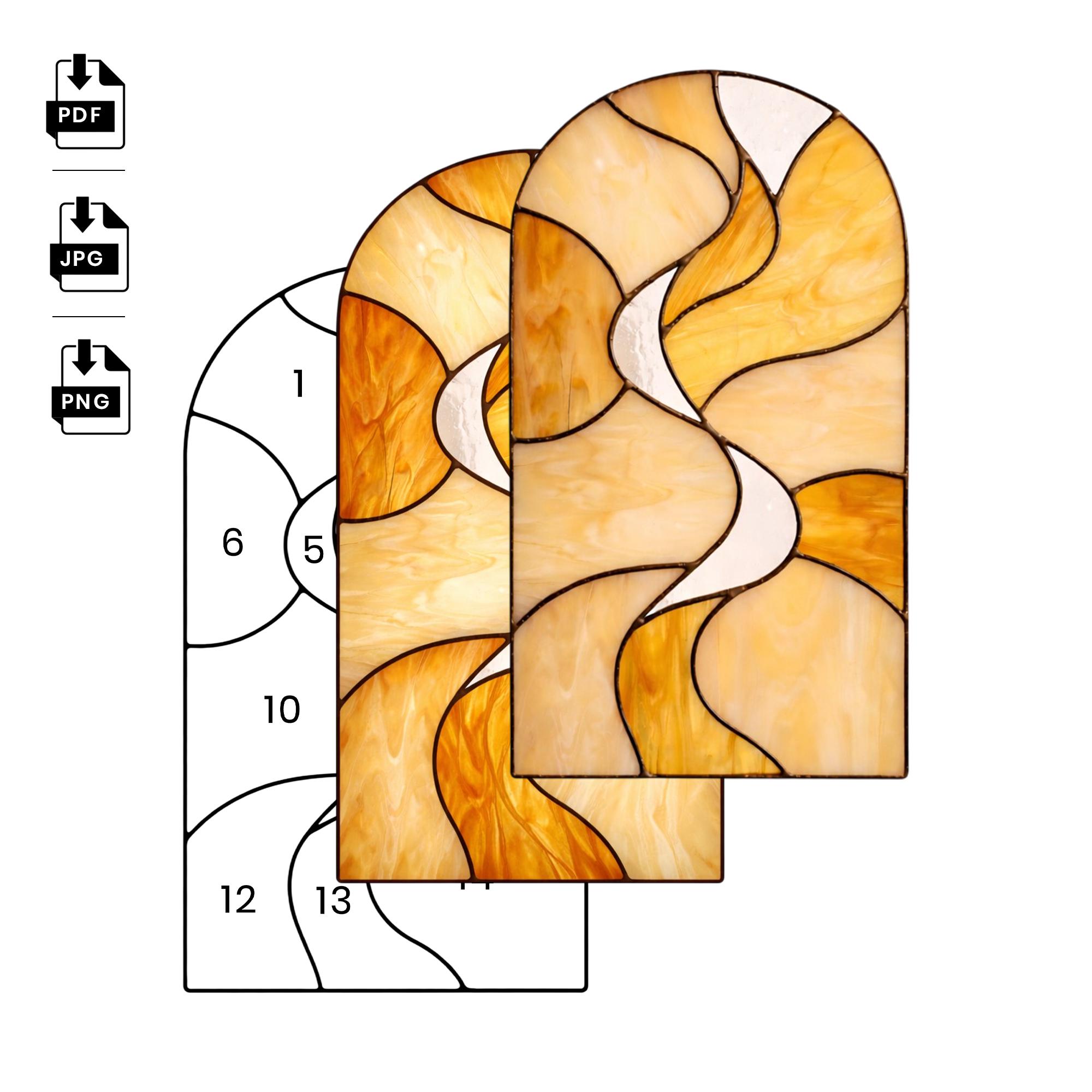 Abstract Stained Glass Pattern PDF | Suncatcher Template | Modern Glass ...