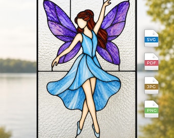 Motivo per vetrata fatata / Pannello per finestra fantasy fai da te, download digitale / Adatto ai principianti / Bonus colibrì