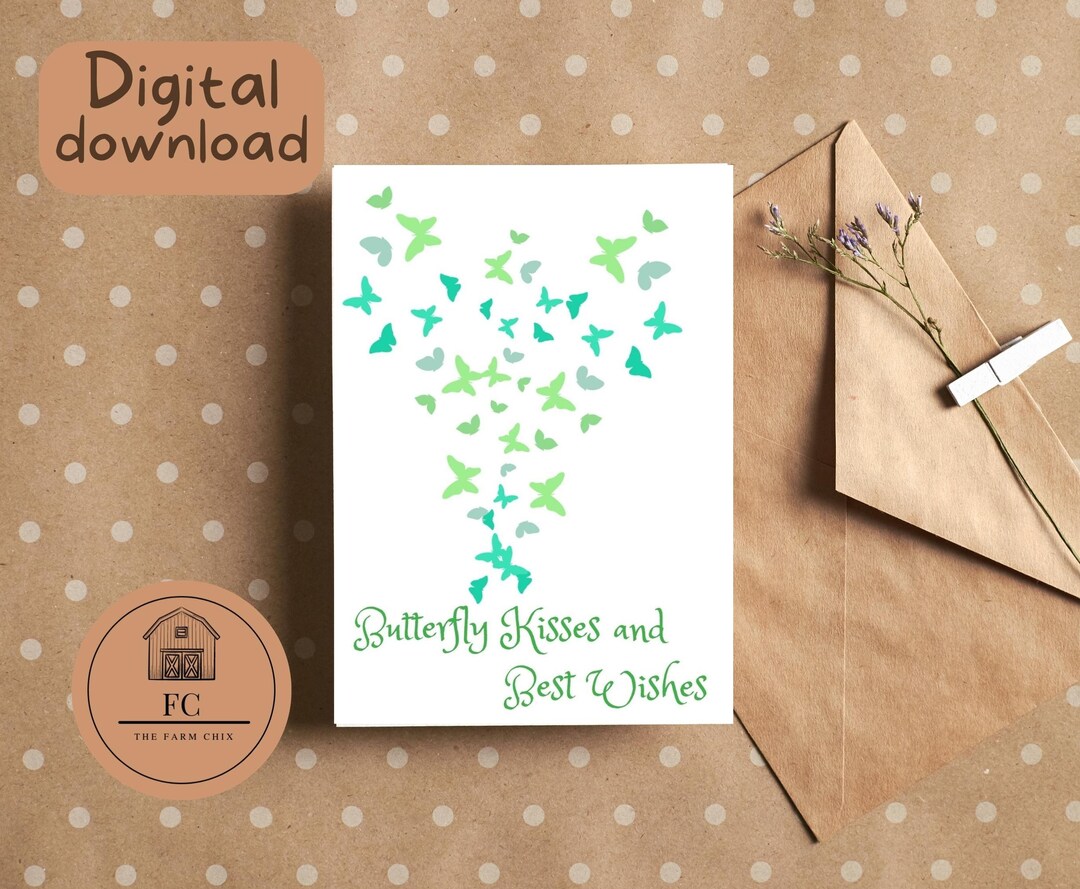 Best Wishes Printable Greeting Card Instant Download 5 X - Etsy