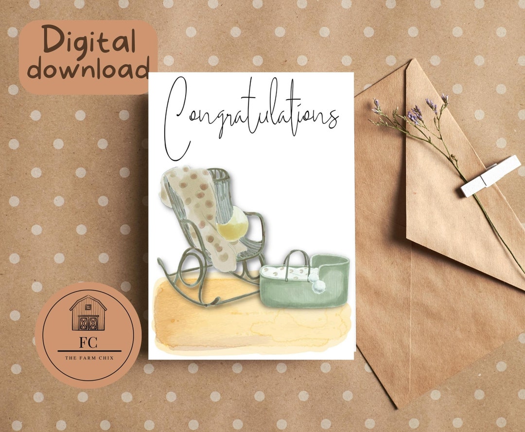 Baby Congratulations Printable Card Greeting Card Instant - Etsy