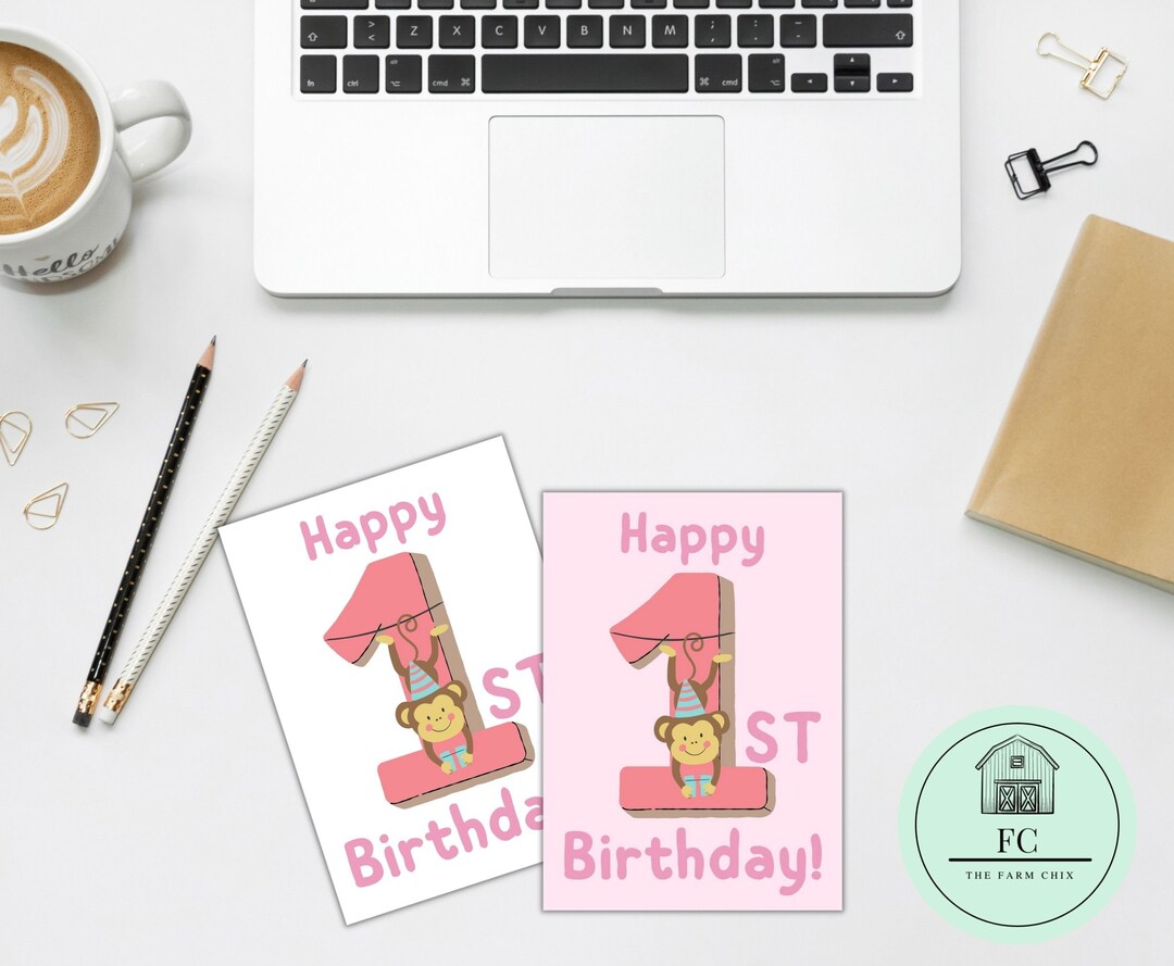 Birthday Printable Happy First Birthday Greeting Card Instant - Etsy