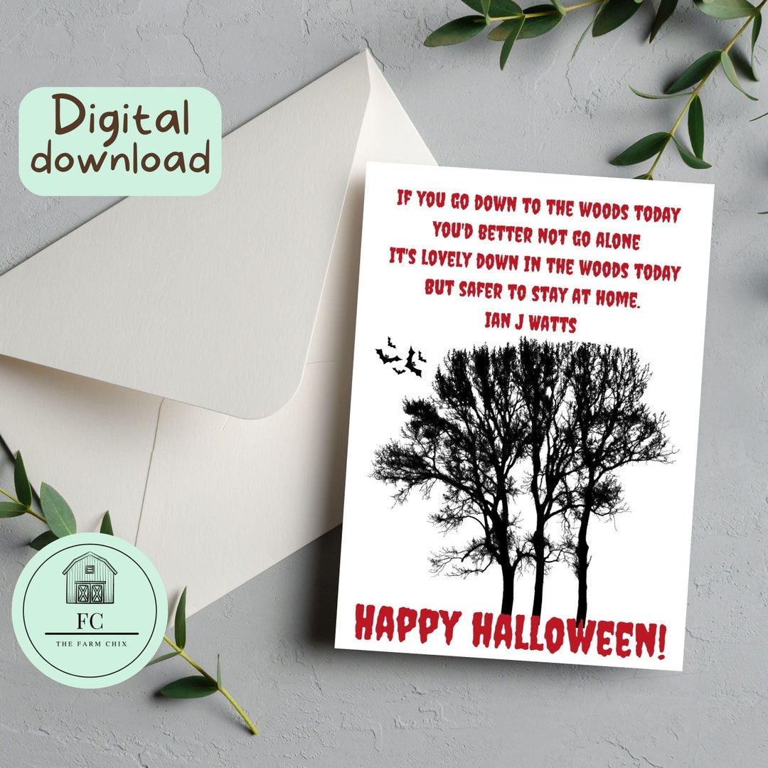 Halloween Printable Greeting Card Instant Download 5 X - Etsy
