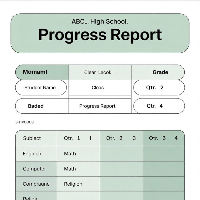 Editable School Progress Report Template: Canva Printable Digital ...
