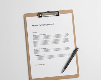 Affiliate Marketing Agreement Canva Template | Influencer Contract | Affiliate Program Terms | Editable Business