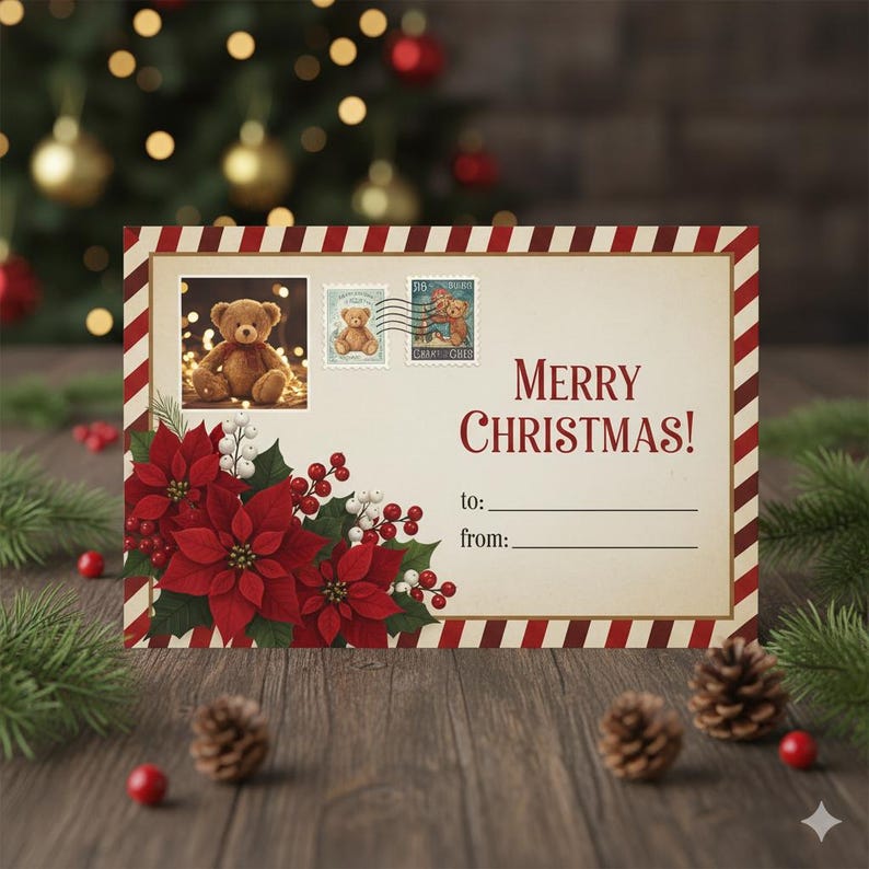 Editable Christmas Card Template: Canva Printable Holiday Design - Etsy