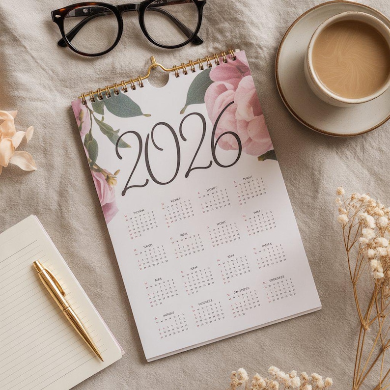 German-language 2026 printable calendar, minimalist black-and-white Jahreskalender, monthly German planner pages for home office school, A4 and Letter PDF digital download wall calendar