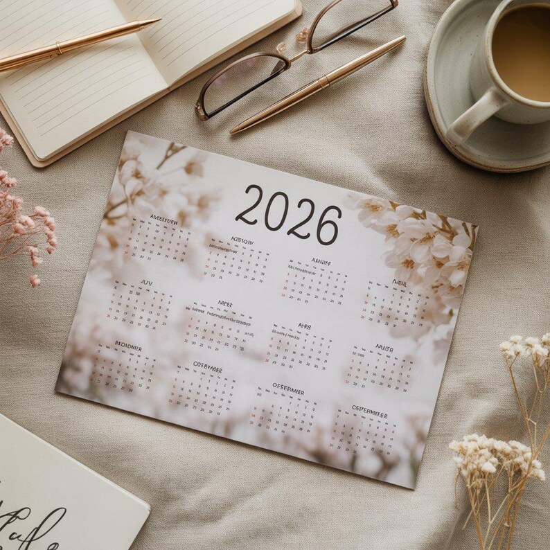 German-language 2026 printable calendar, minimalist black-and-white Jahreskalender, monthly German planner pages for home office school, A4 and Letter PDF digital download wall calendar