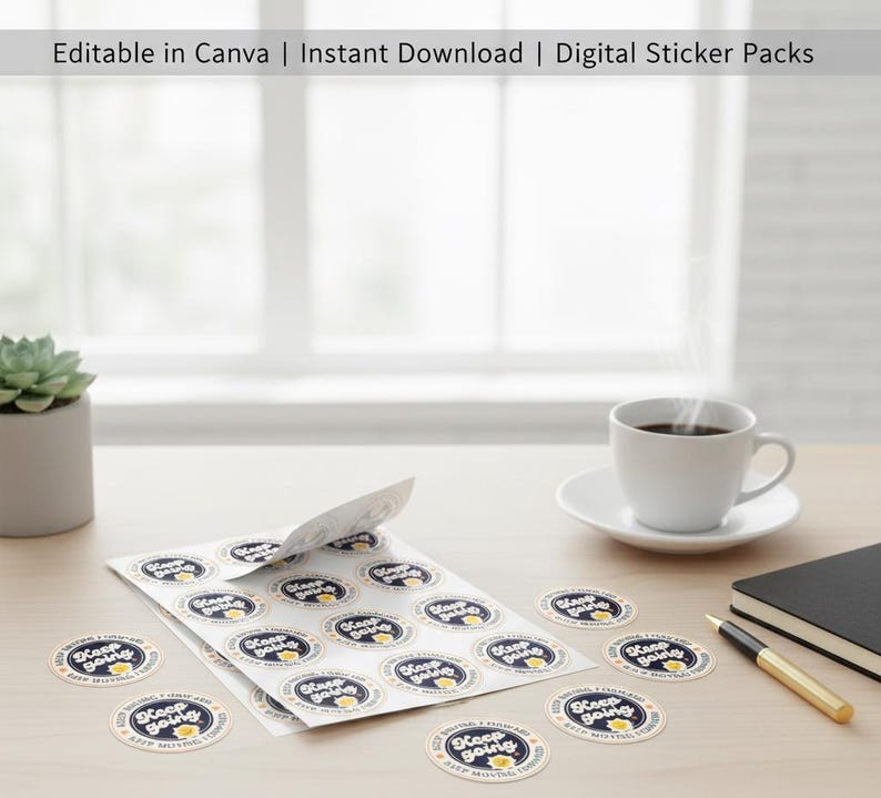 Digital Sticker Pack Canva Template | Editable Sticker Sheet ...