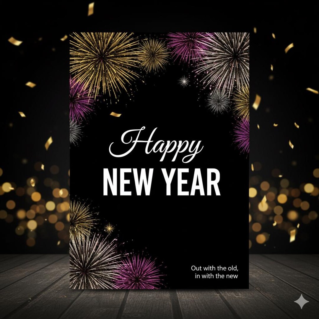 Editable New Year Card Template: Canva Printable Invitation (digital ...