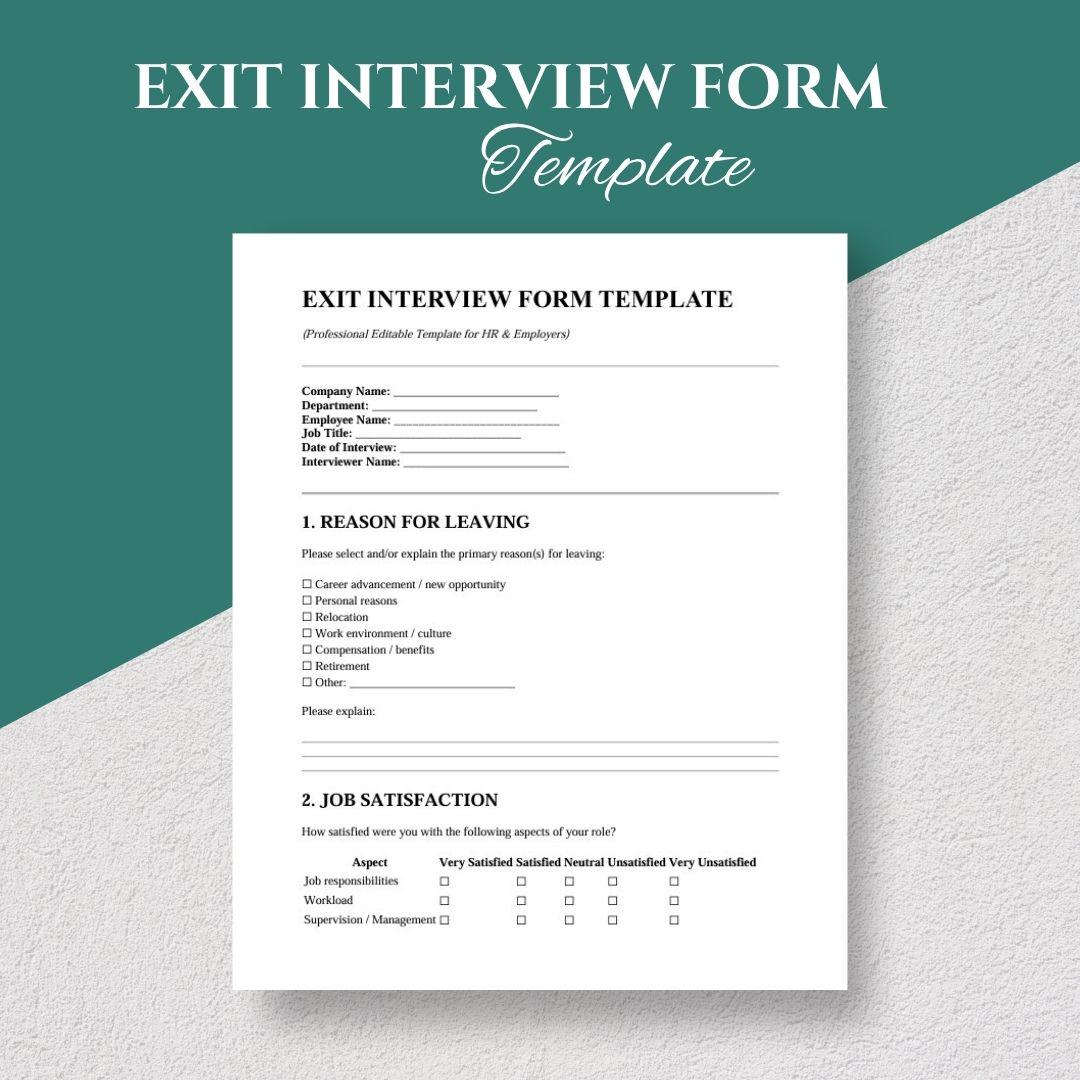 Exit Interview Form Template: Editable HR Feedback Canva, PDF, Word - Etsy