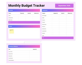 Editable Budget Tracker Excel Sheet - Canva Template (Digital Download)