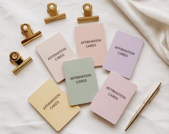 Tarjetas de afirmaciones editables de Canva / Tarjetas imprimibles de autocuidado con mentalidad positiva / Frases motivacionales / Práctica diaria de mindfulness