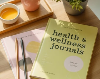 Diario de salud y bienestar / Plantilla editable de Canva / Planificador de fitness y nutrición / Diario de autocuidado / Seguimiento de mindfulness /