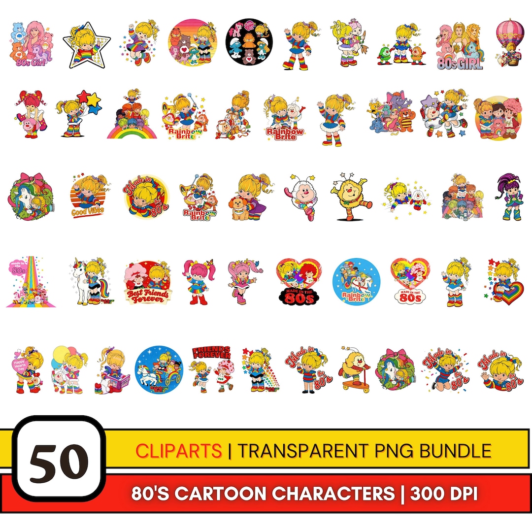 80s Cartoon Character PNG Bundle, Retro Sublimation Designs (digital ...