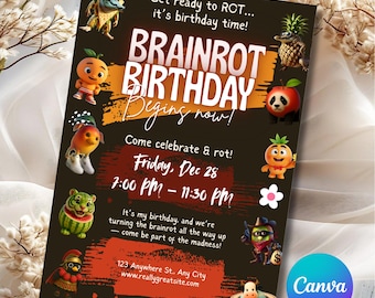 Italian Brainrot Birthday Invitation, Digital Invitation, Birthday Invitation, Canva Template Invitation, Editable, Digital Download