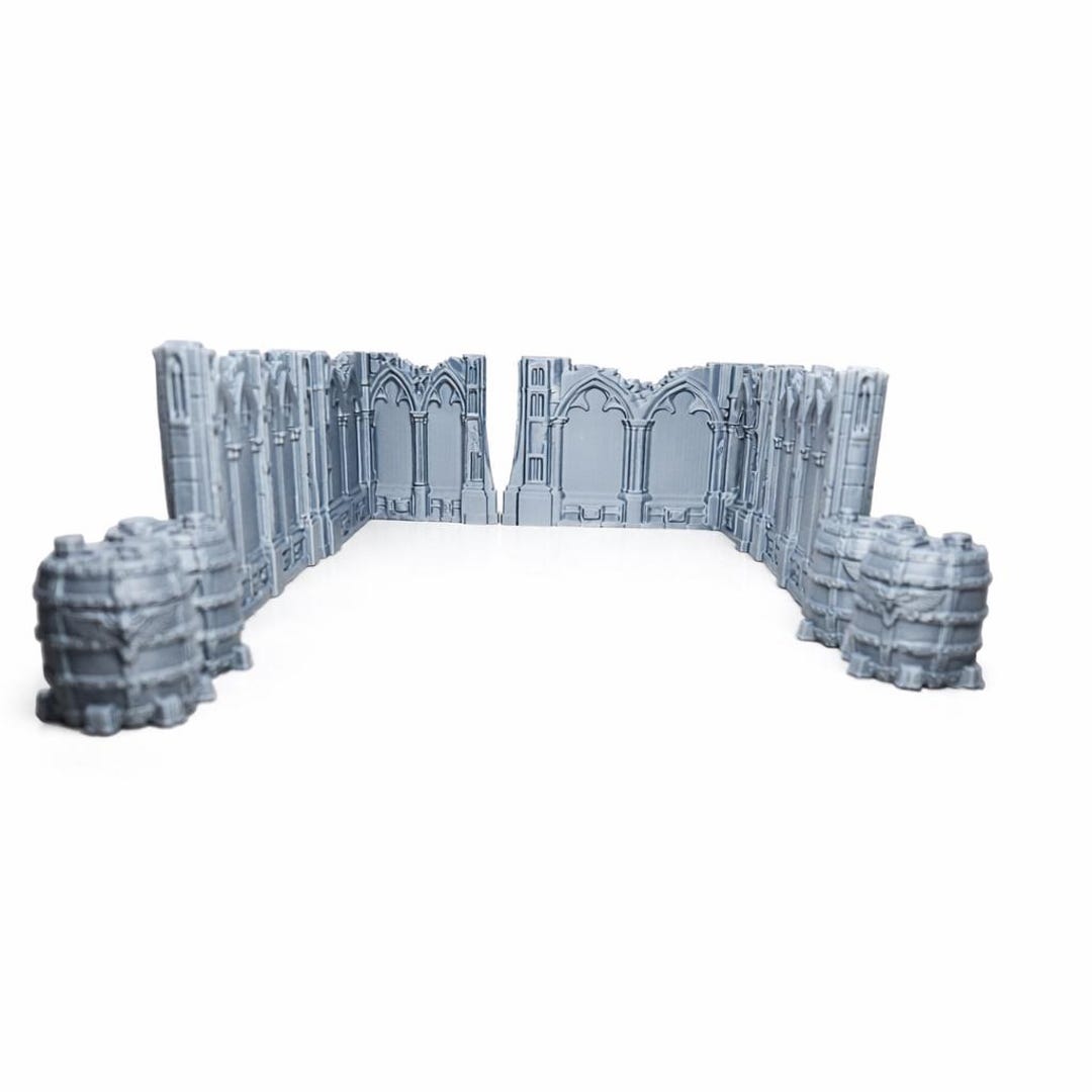 Warhammer 40K Gothic Ruined Wall Terrain Bundle – Modular Sci-fi ...