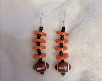 Orange and Black Medicine Cap Football Earrings Cincinnati Bengals Colors Upcycled Sterling Silver Nurse Gift