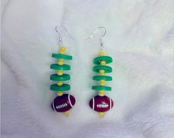 Yellow and Green Medicine Cap Football Earrings Green Bay Packers Colors Upcycled Sterling Silver Nurse Gift