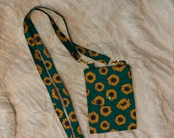Handmade Sunflower Print Crossbody Purse