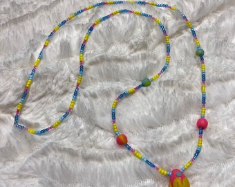 Easter Egg Beaded Necklace Hand Made Spring