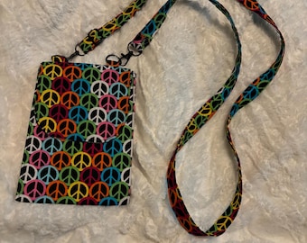 Peace Sign and Tie Dye Hippie Crossbody Purse Phone and keys size