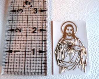 Calcomanía dorada del Sagrado Corazón para superficies duras, vidrio, computadora portátil, funda de teléfono celular