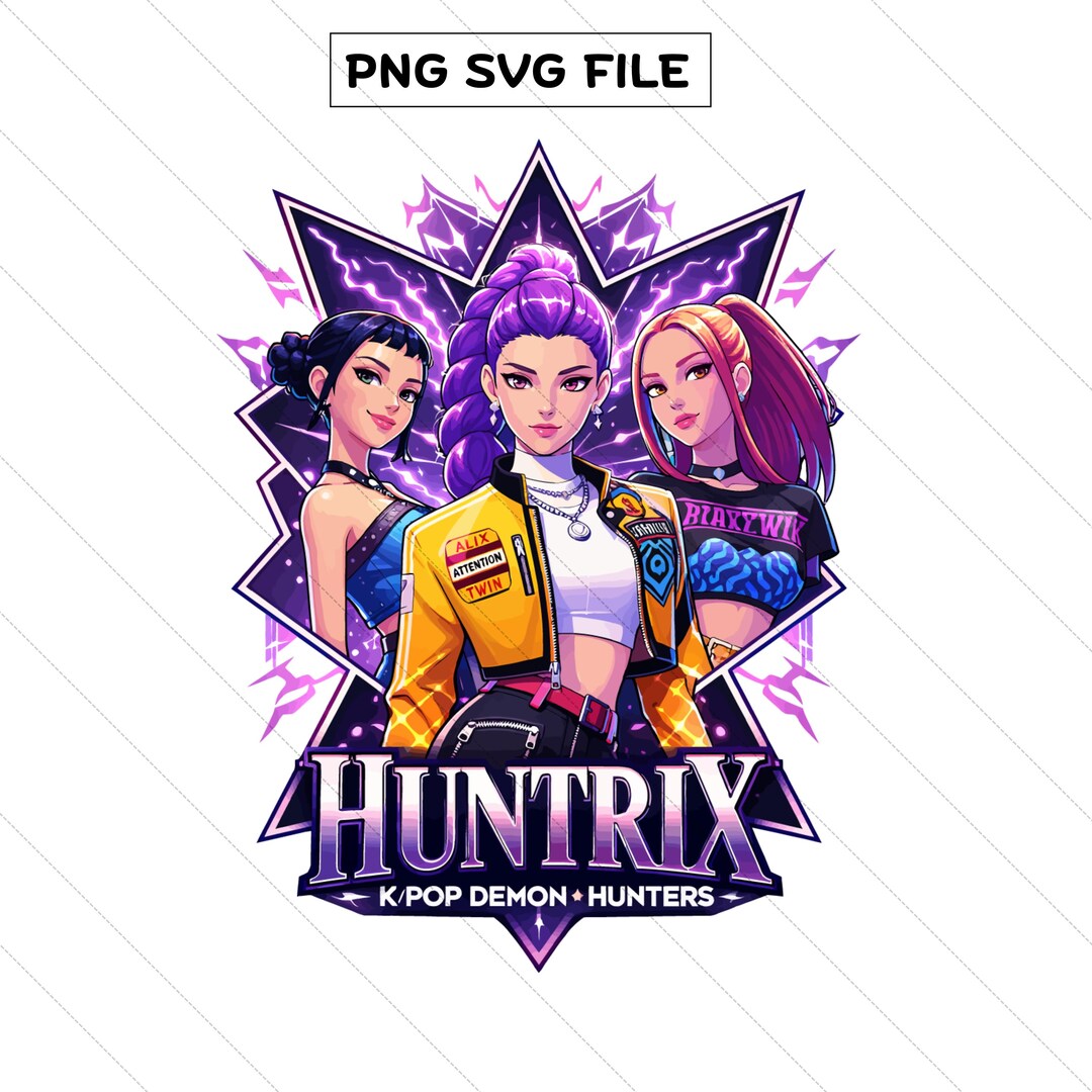 Kpop Huntrix PNG, Kpop Demon Hunters SVG, Anime Girl Group Graphic ...