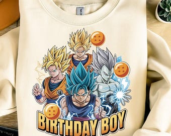 Brithday Boy Dragon Ball Z PNG, Goku Retro Anime T-Shirt Design (Digital Download)