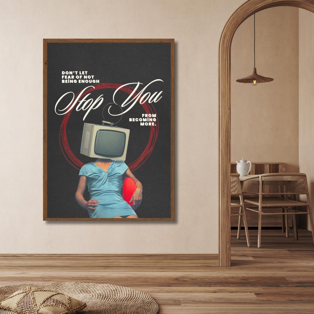 Surreal TV Head Wall Art Printable Poster Stop You Motivational Quote surreal-tv-head-wall-art-printable-poster-stop-you-motivational-quote
