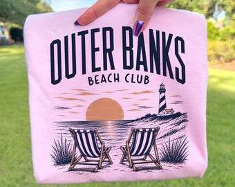 Vintage Outer Banks North Carolina T-Shirt, Retro Life Beach Graphic Tee, Coastal Beach Club Shirt, Comfort Colors OBX Summer Unisex Gift