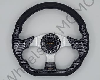 MOMO ブラックカーボンファイバーライクストリートスポーツ