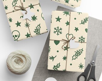 Flash Filler Frenzy Tattoo Christmas Wrapping Paper | Vintage Tattoo Flash Holiday Gift Wrap | Classic Ink-Inspired Filler Design